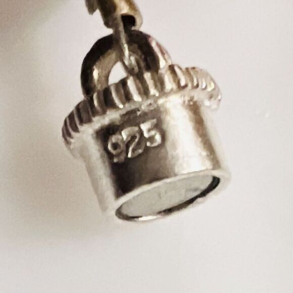 Vintage Art Glass Necklace Crystal White Swirl Aqua Blue AB Sterling Silver 4609 - Picture 7 of 10